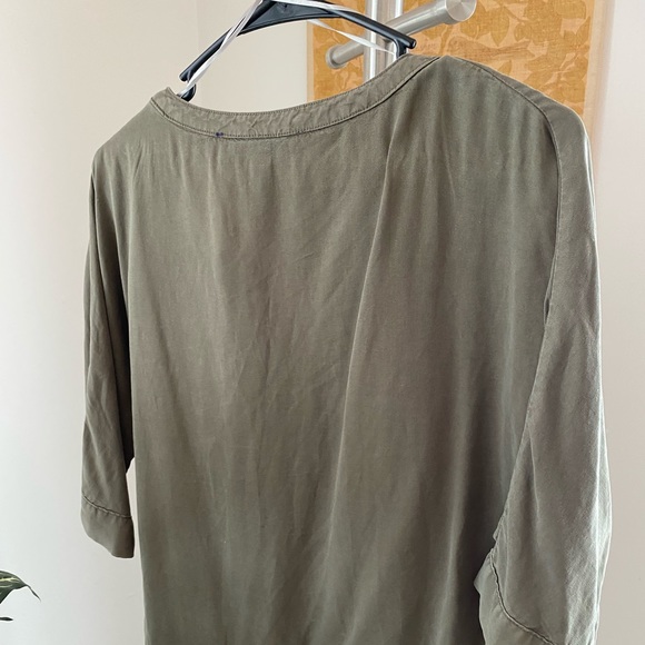 Olive tie front blouse - Picture 2 of 2